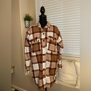 Taxi Sherpa Lined Plaid Button-Up Shirt Jacket Shacket